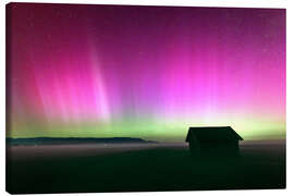 Obraz na płótnie Northern Lights in Bavaria, Schlehdorf Barn, Kochelsee - MUXPIX