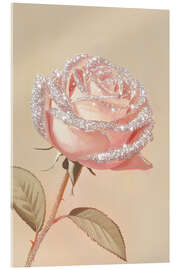 Obraz na szkle akrylowym Pink Rose with Sparkling Glitters