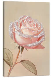 Canvastavla Pink Rose with Sparkling Glitters