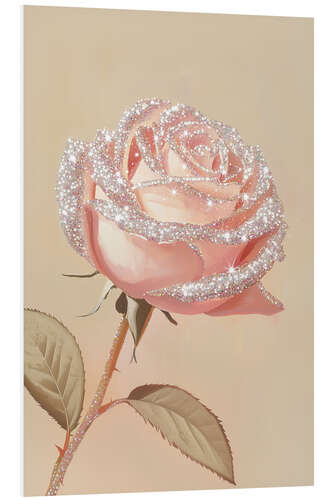 Hartschaumbild Rosa Rose mit funkelndem Glitzer