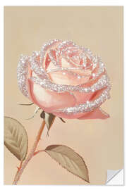 Wandsticker Rosa Rose mit funkelndem Glitzer