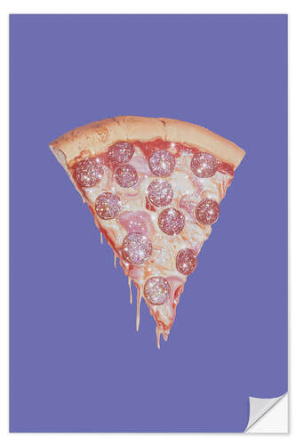 Sticker mural Pepperoni Pizza Slice with Glitter Topping