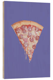 Wood print Pepperoni Pizza Slice with Glitter Topping - Melloi Art