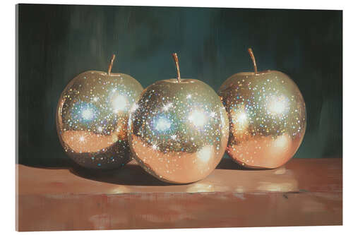 Acrylic print Golden Apples Still Life Painting