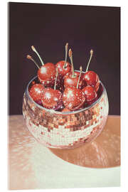 Acrylic print Sparkling Cherries in a Disco Ball Bowl - Melloi Art