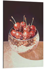 Aluminium print Sparkling Cherries in a Disco Ball Bowl - Melloi Art