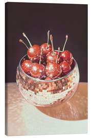Lienzo Sparkling Cherries in a Disco Ball Bowl - Melloi Art