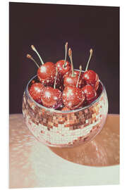 Foam board print Sparkling Cherries in a Disco Ball Bowl - Melloi Art