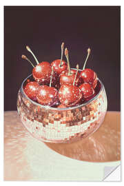 Wall sticker Sparkling Cherries in a Disco Ball Bowl - Melloi Art