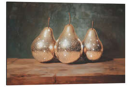 Aluminium print Golden Pears Still Life Painting