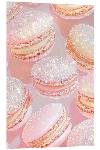 Acrylic print Pink Glittery Macarons