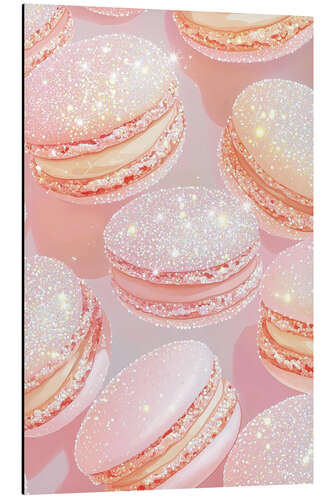 Aluminium print Pink Glittery Macarons