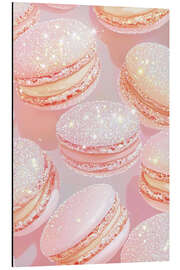 Print på aluminium Pink Glittery Macarons
