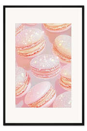 Gerahmter Kunstdruck Rosa glitzernde Macarons