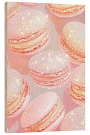 Trätavla Pink Glittery Macarons