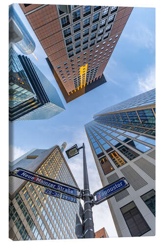 Canvas print Look up in Frankfurt am Main between the skyscrapers