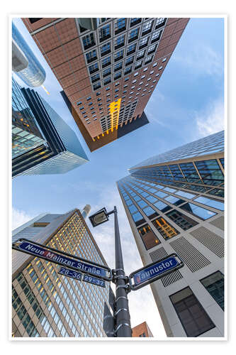 Poster Look up in Frankfurt am Main between the skyscrapers