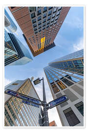 Poster Look up in Frankfurt am Main between the skyscrapers - Jan Wehnert