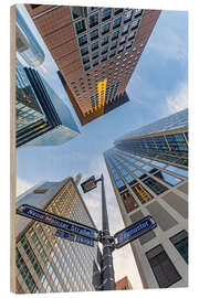 Holzbild Frankfurt am Main zwischen den Hochhäusern - Jan Wehnert