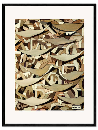 Framed art print Abstract Composition with Flying Leaves