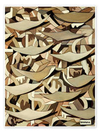 Póster Abstract Composition with Flying Leaves