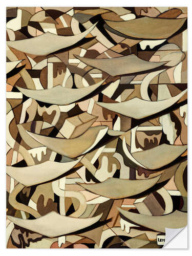 Vinilo para la pared Abstract Composition with Flying Leaves