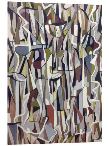 Akrylbilde Abstract Composition in Black and Grey, 1956