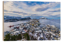 Obraz na drewnie View from mountain Aksla to the city of Ålesund, Norway - Rico Ködder