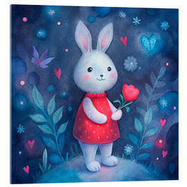 Obraz na szkle akrylowym Cute Bunny with Tulip - nobelart