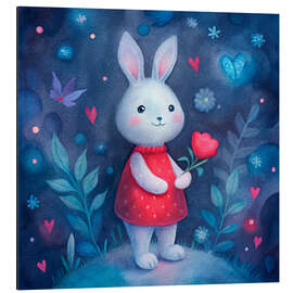 Aluminium print Cute Bunny with Tulip - nobelart