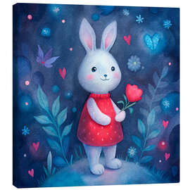 Tableau sur toile Cute Bunny with Tulip - nobelart