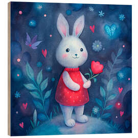 Trätavla Cute Bunny with Tulip - nobelart