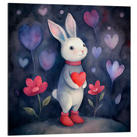 Aluminium print Cute bunny with heart - nobelart