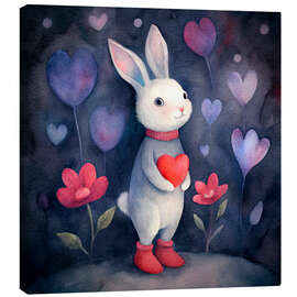 Tableau sur toile Cute bunny with heart - nobelart