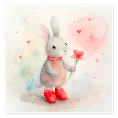 Plakat Cute Bunny with Flower