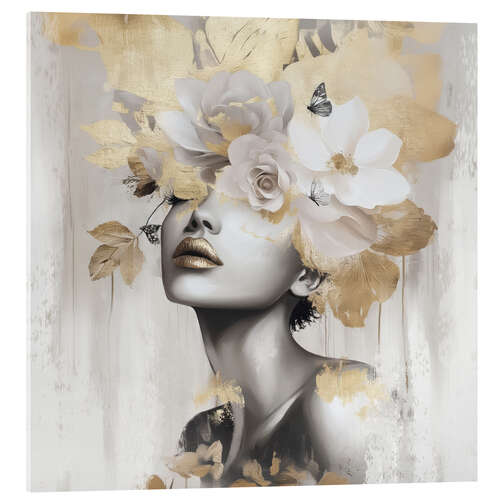 Tableau en verre acrylique Gold Leaf Amara
