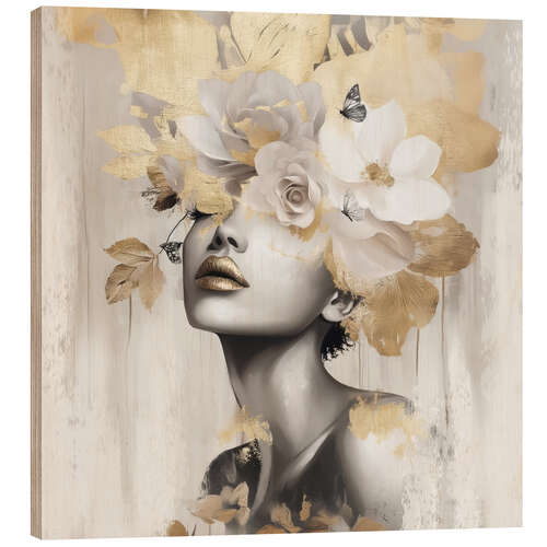 Obraz na drewnie Gold Leaf Amara