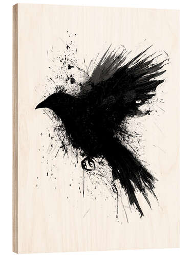 Wood print Raven