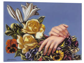 Obraz na szkle akrylowym Hands and Flowers, 1949 - Tamara de Lempicka