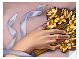 Naklejka na ścianę Hand holding a spray of flowers, 1949 - Tamara de Lempicka
