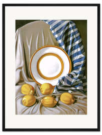 Gerahmter Kunstdruck Stillleben mit Zitronen und Teller