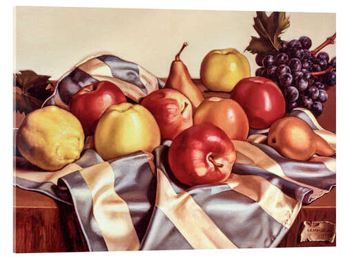 Akrylbillede Still Lifes of Fruit and Silk Drape, 1949