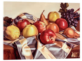 Akrylglastavla Still Lifes of Fruit and Silk Drape, 1949 - Tamara de Lempicka