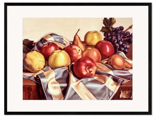 Impresión de arte enmarcada Still Lifes of Fruit and Silk Drape, 1949