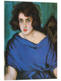Acrylglas print Portrait of a Young Lady in a Blue Dress, 1922