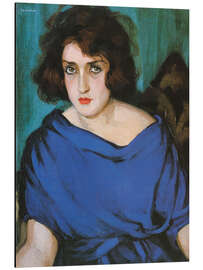 Alubild Porträt einer jungen Dame im blauen Kleid, 1922