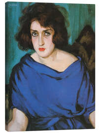 Canvas print Portrait of a Young Lady in a Blue Dress, 1922 - Tamara de Lempicka