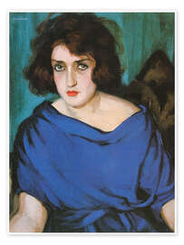 Poster Portrait of a Young Lady in a Blue Dress, 1922 - Tamara de Lempicka