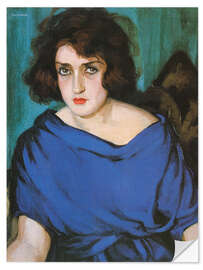 Wandsticker Porträt einer jungen Dame im blauen Kleid, 1922