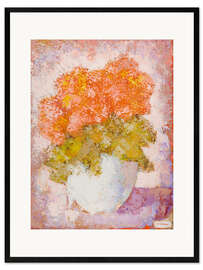 Impression artistique encadrée Orange Flowers in a vase, 1961